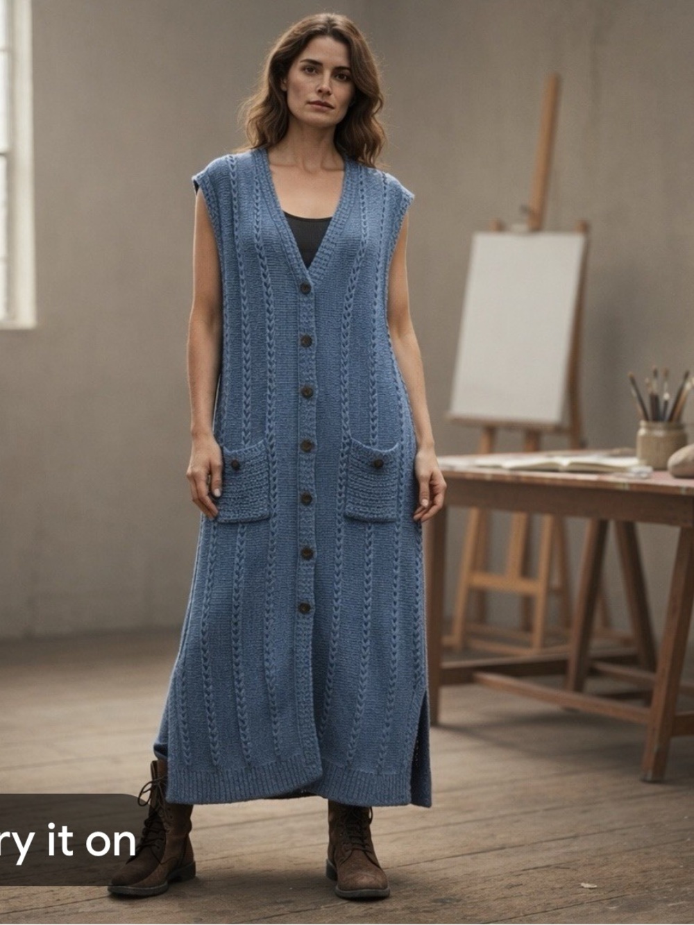 Sundance Blue Open-Knit Sleeveless Cardigan